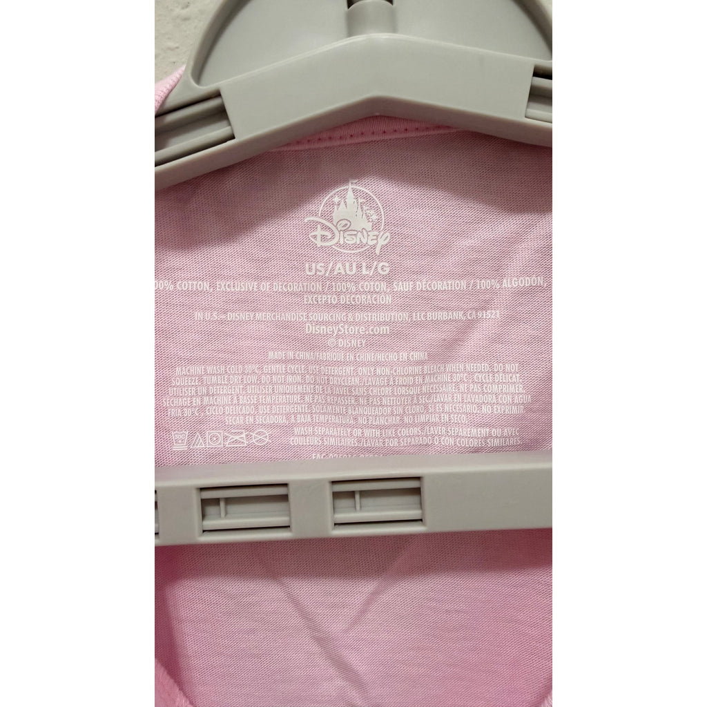 Disney Parks Women's Minnie Mouse Sequin Bow & Hearts Pink T-Shirt Large NWT