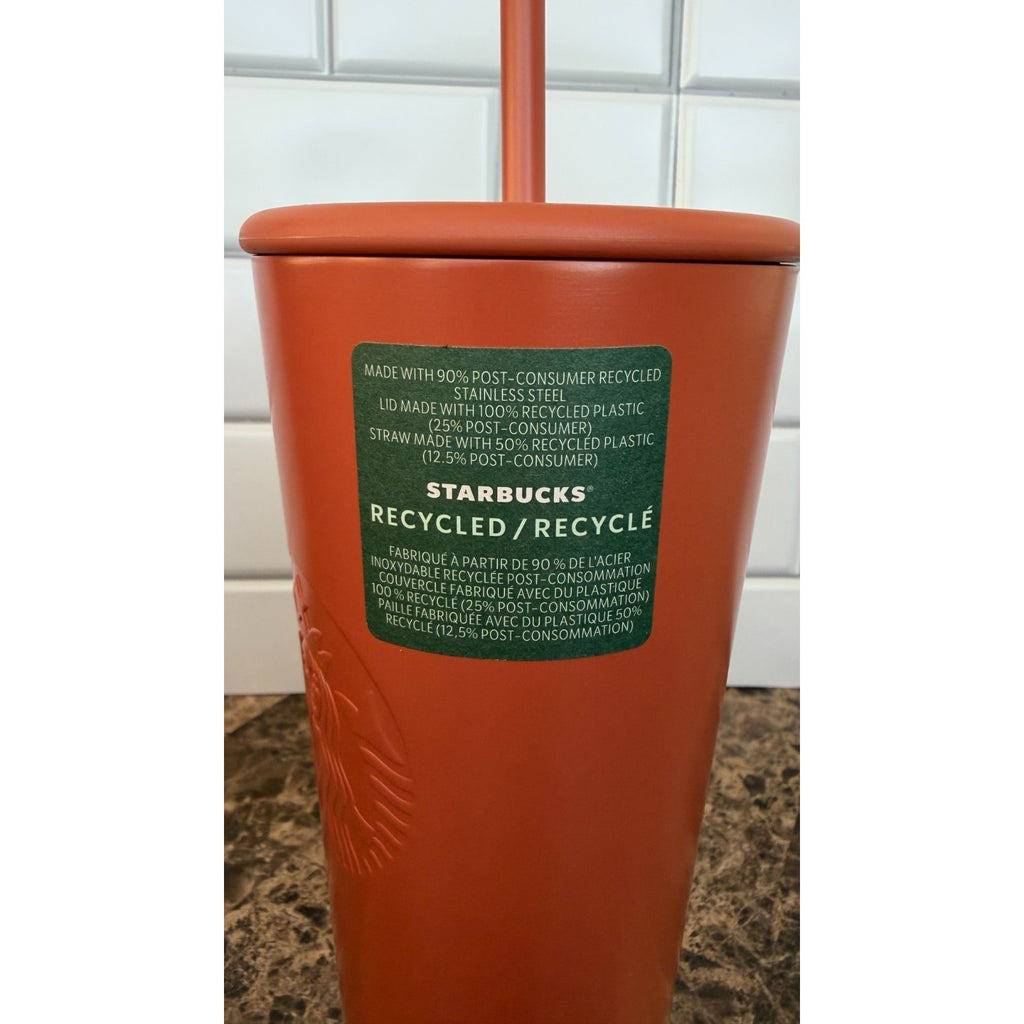 NWT Starbucks Terracotta Matte Stainless Steel Venti Tumbler 24oz