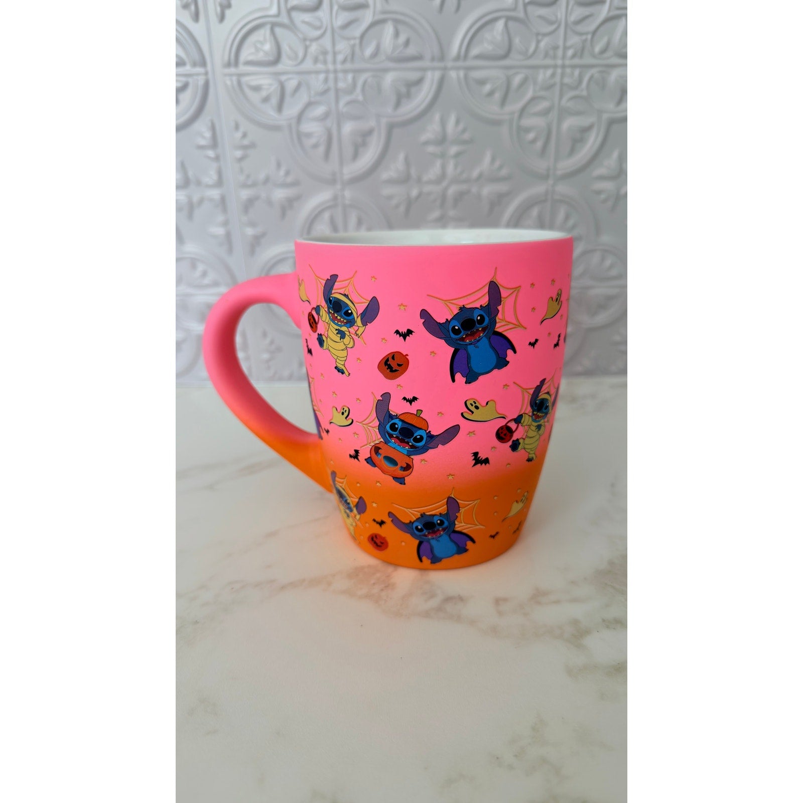 Disney Stitch Halloween Trick or Treat Ombre Soft Touch Cerami Mug 25oz NWT