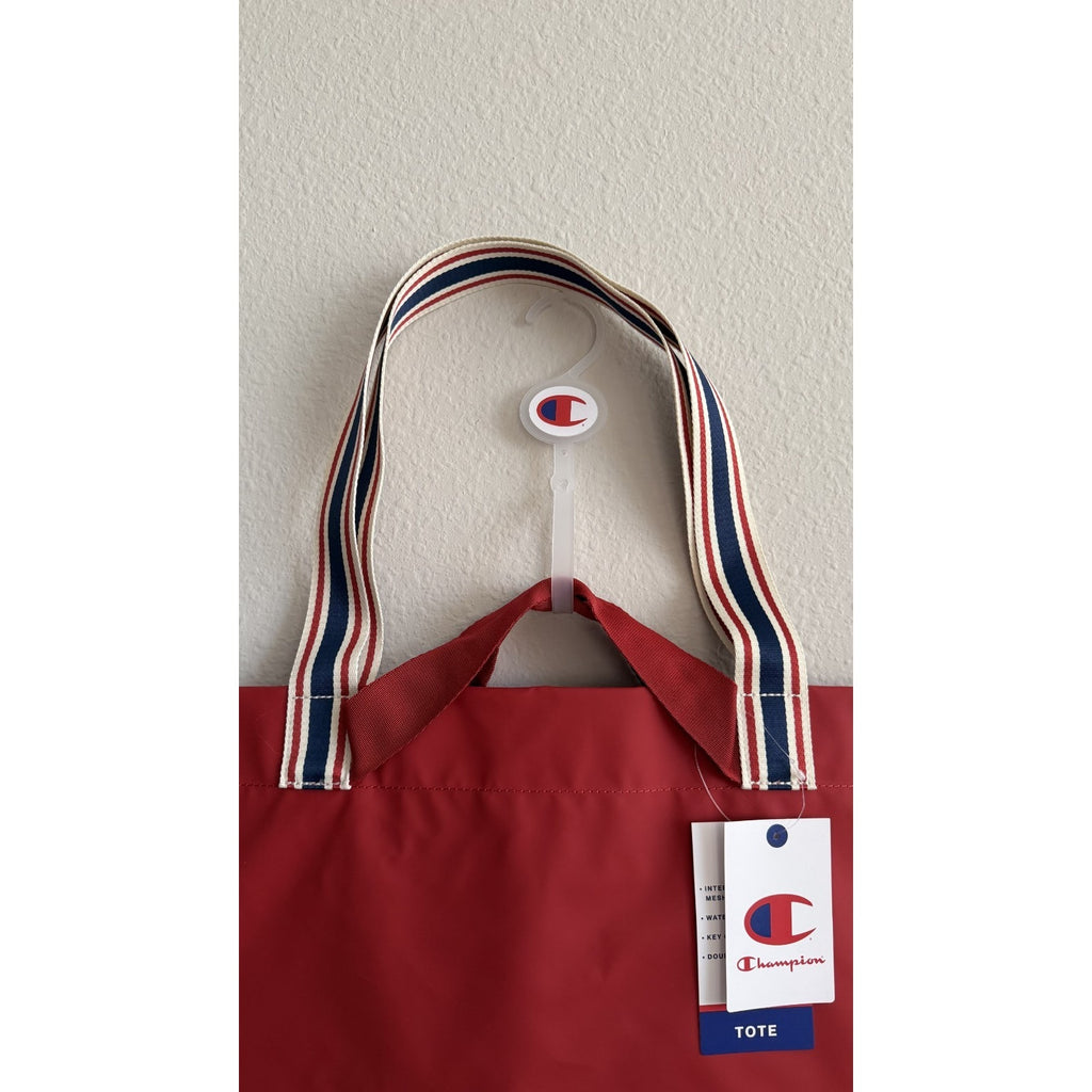 NEW Champion Harbor Tote Bag Red Canvas Striped Handles
