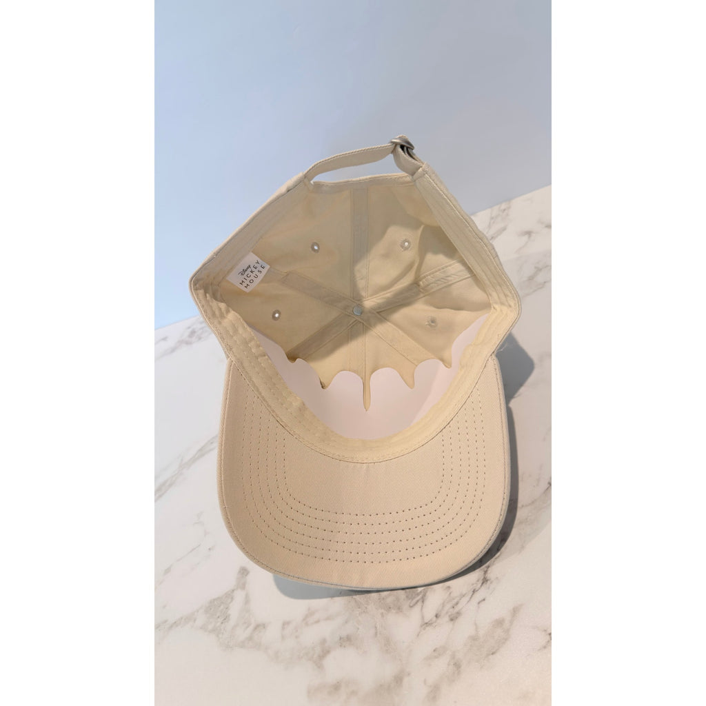 NEW Disney Mickey Mouse Cream Embroidered Adjustable Dad Hat