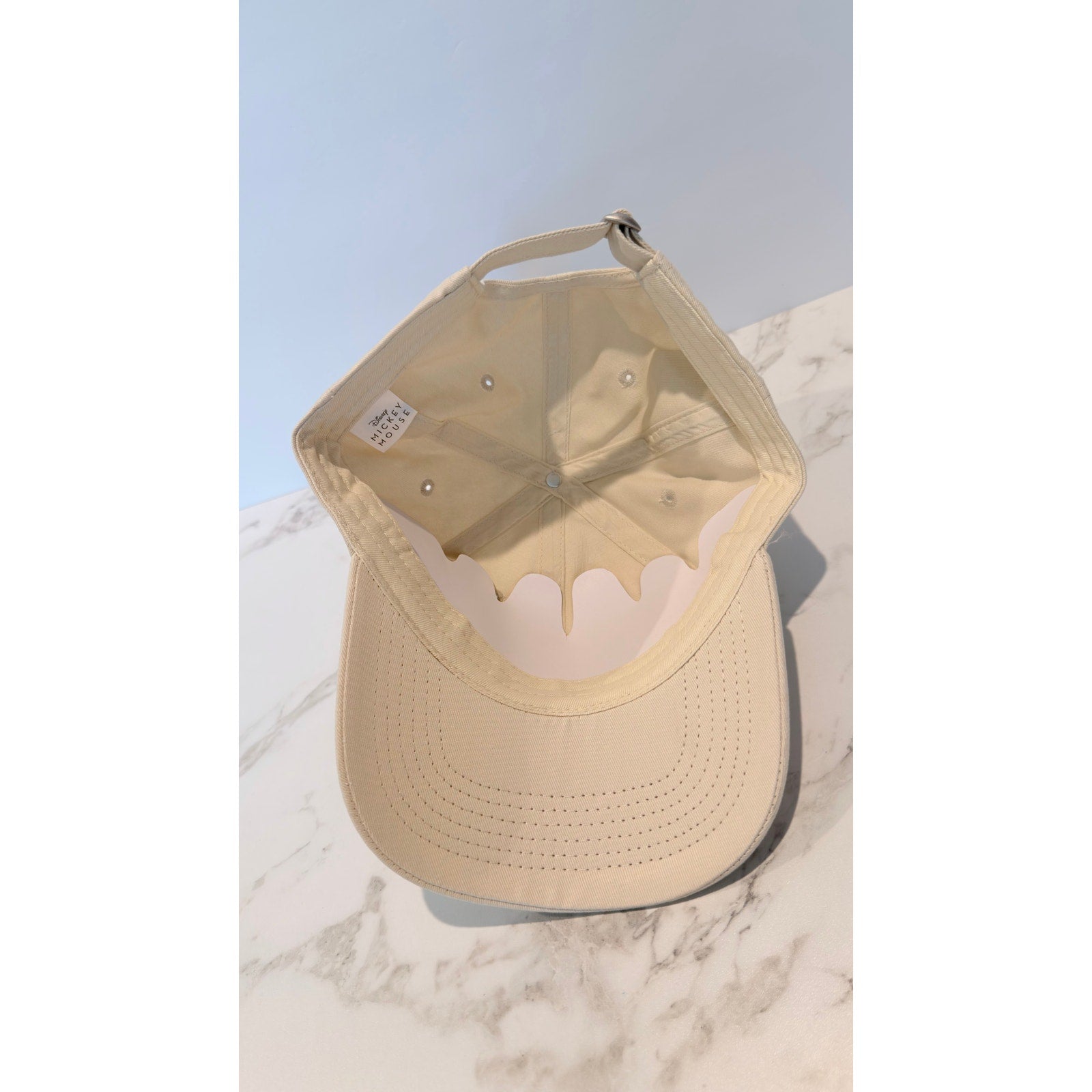 NEW Disney Mickey Mouse Cream Embroidered Adjustable Dad Hat