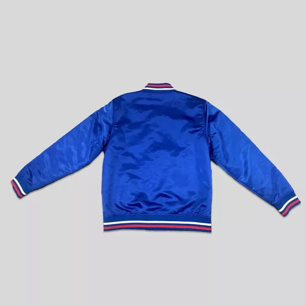 NEW Men's Stranger Things WSQK Satin Bomber Jacket - Blue - Large