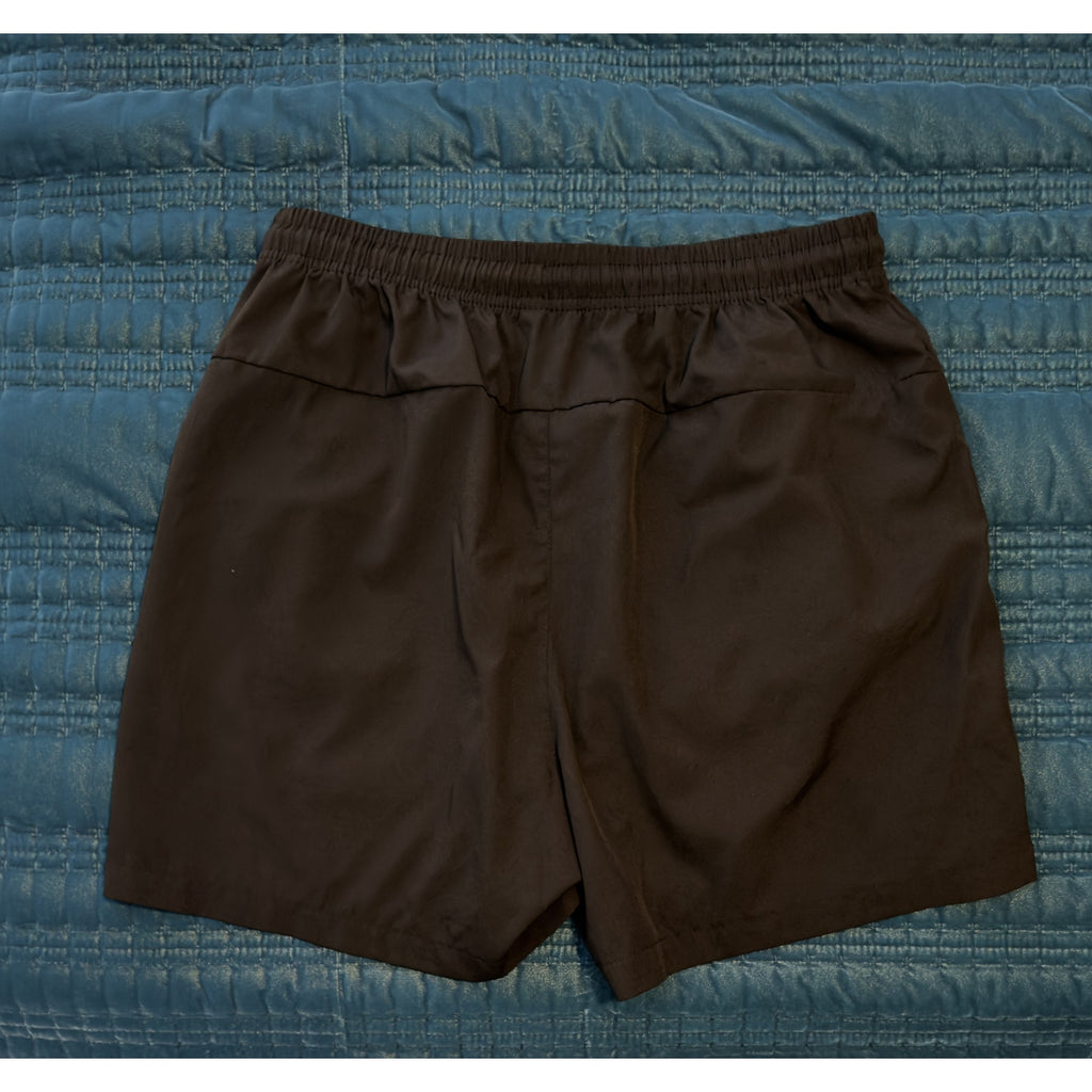 Men's Black Athletic Performance Shorts Zipper Pockets Drawstring Size Large