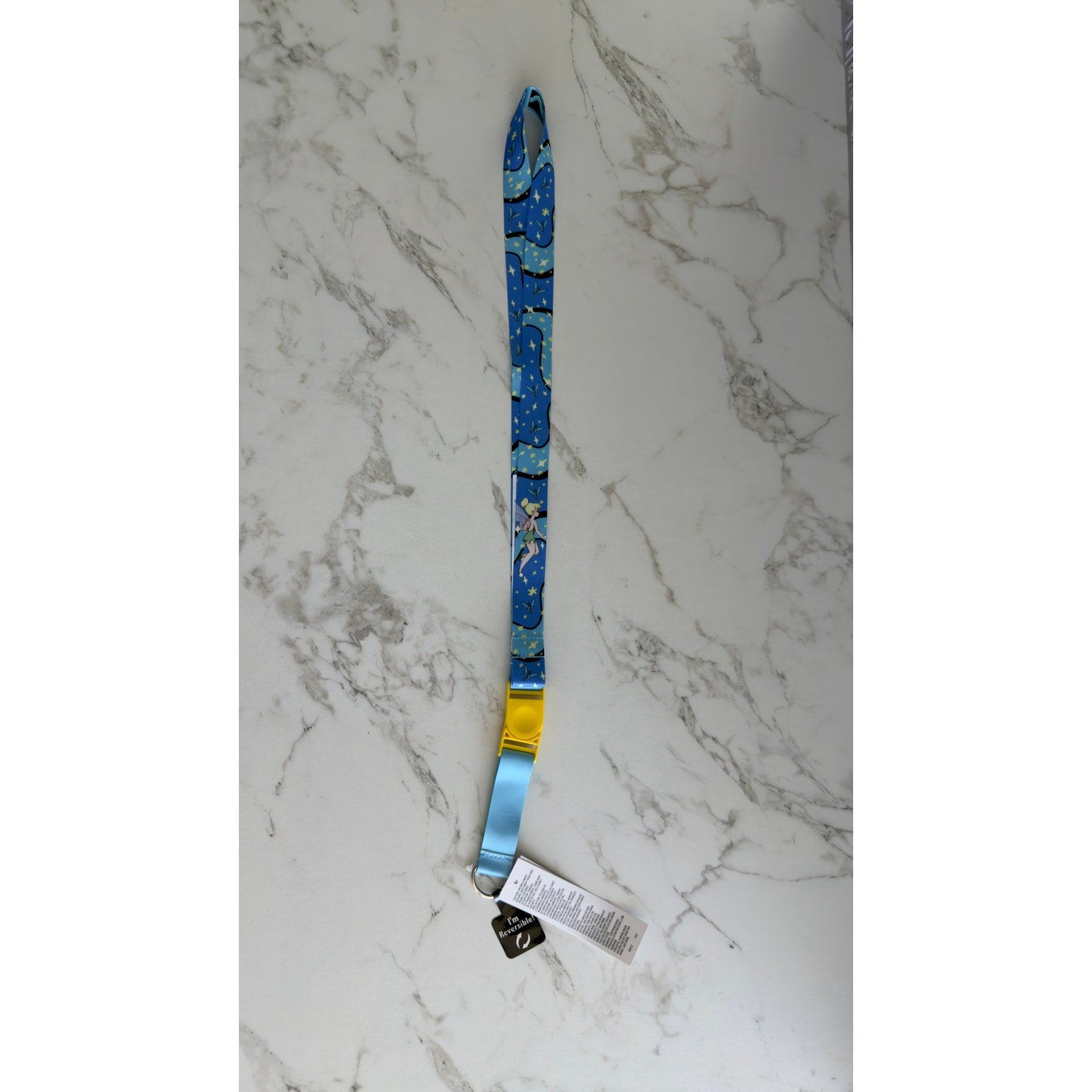 Disney Parks Tinker Bell Peter Pan Blue Reversible Pin Trading Lanyard NWT