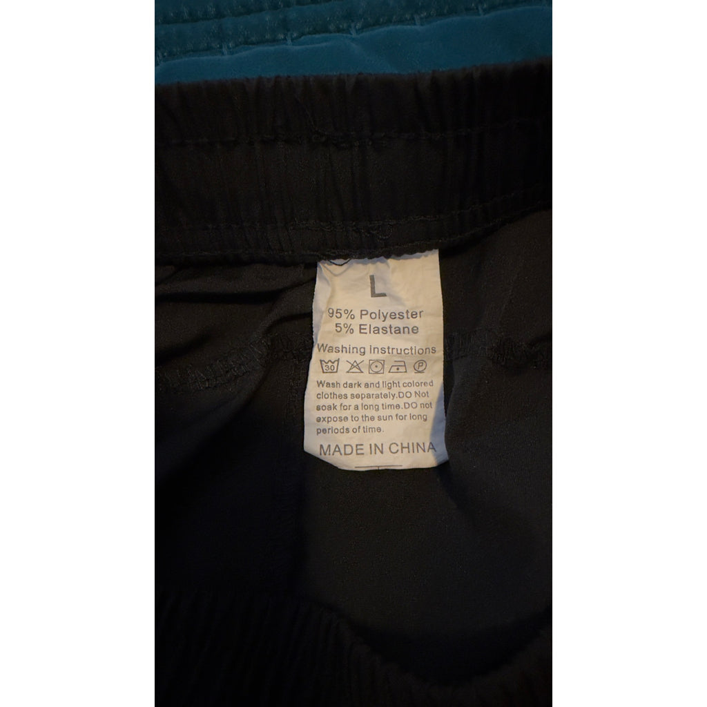 Men's Black Athletic Performance Shorts Zipper Pockets Drawstring Size Large