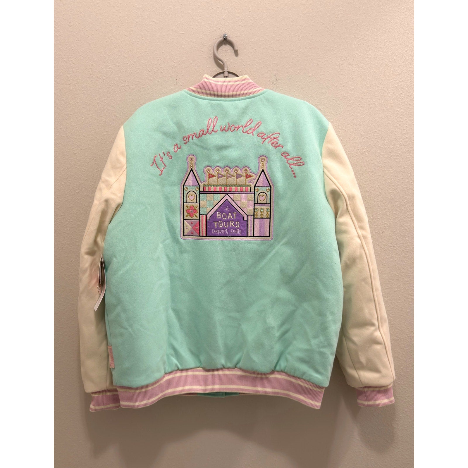 Disney Parks x Stoney Clover Lane "It’s A Small World" Varsity Jacket Large NWT