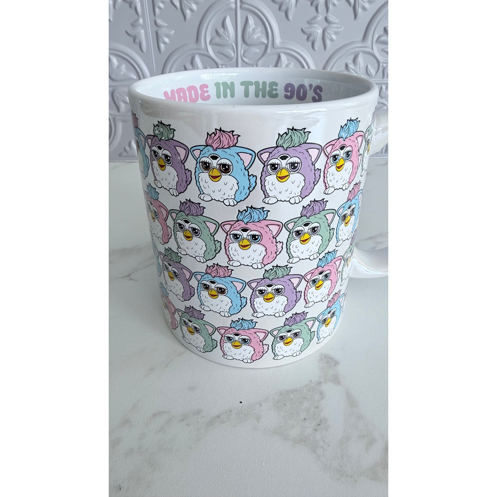 Furby Pastel Pattern Ceramic Mug 20 oz Made In The 90s Retro Hasbro NEW