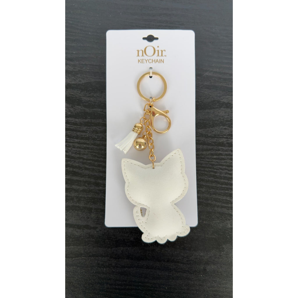 Bling Rhinestone Kitty Cat Puffy Keychain - Tassel Bag Charm - NEW