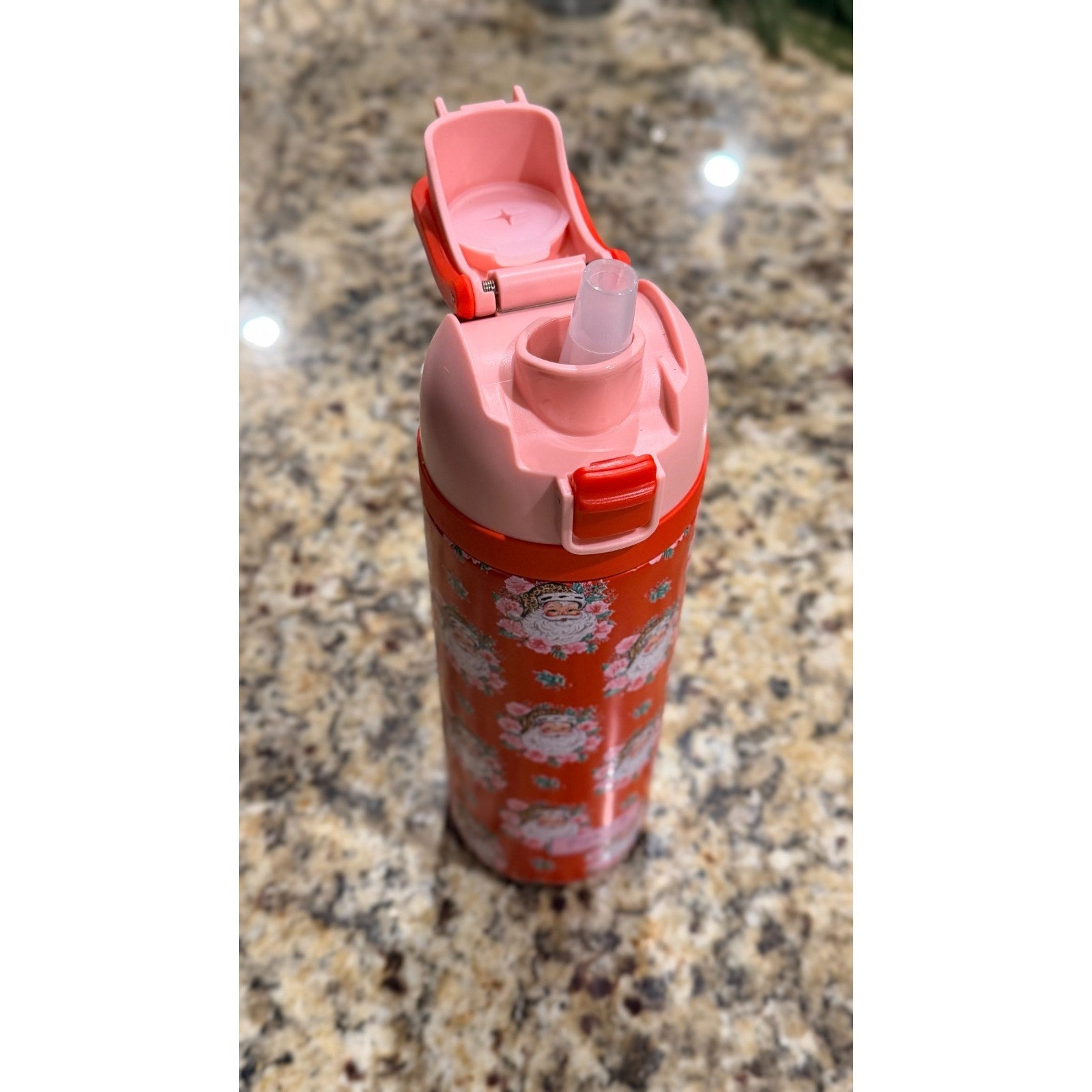 NWT Simply Belle "Vintage Floral Santa" Stainless Steel Bottle — 24 oz