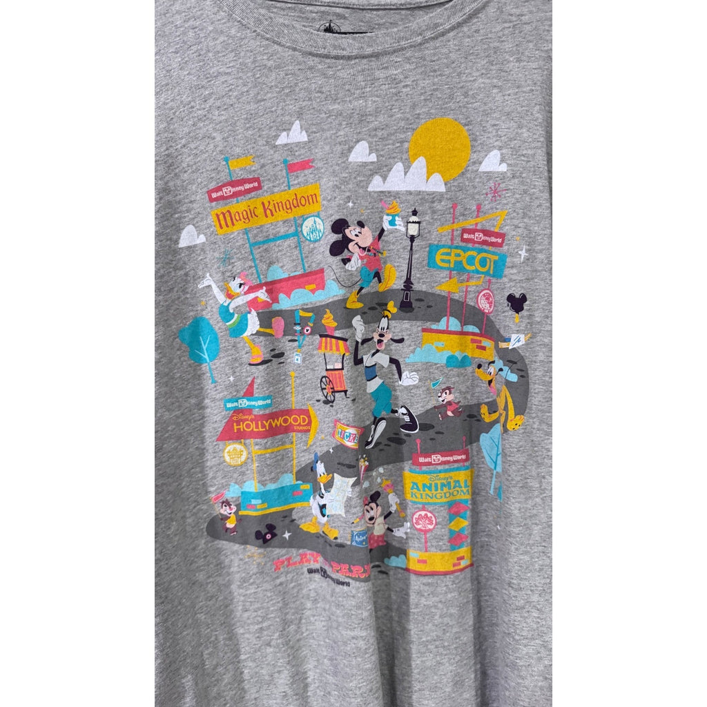 Disney Parks Mickey Mouse 4-Parks Map Long Sleeve Shirt Adult XL WDW