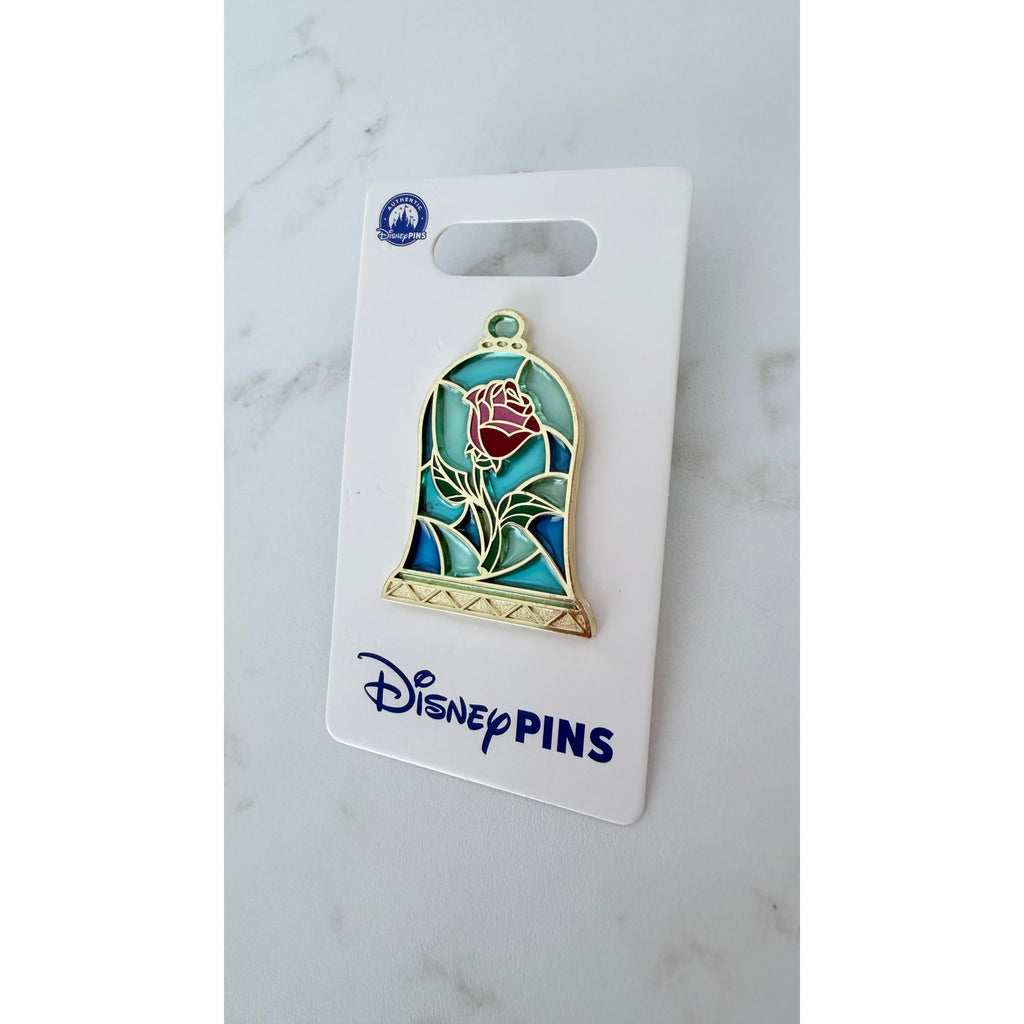 Disney Pin Beauty and the Beast Stained Glass Enchanted Rose Cloche OE New