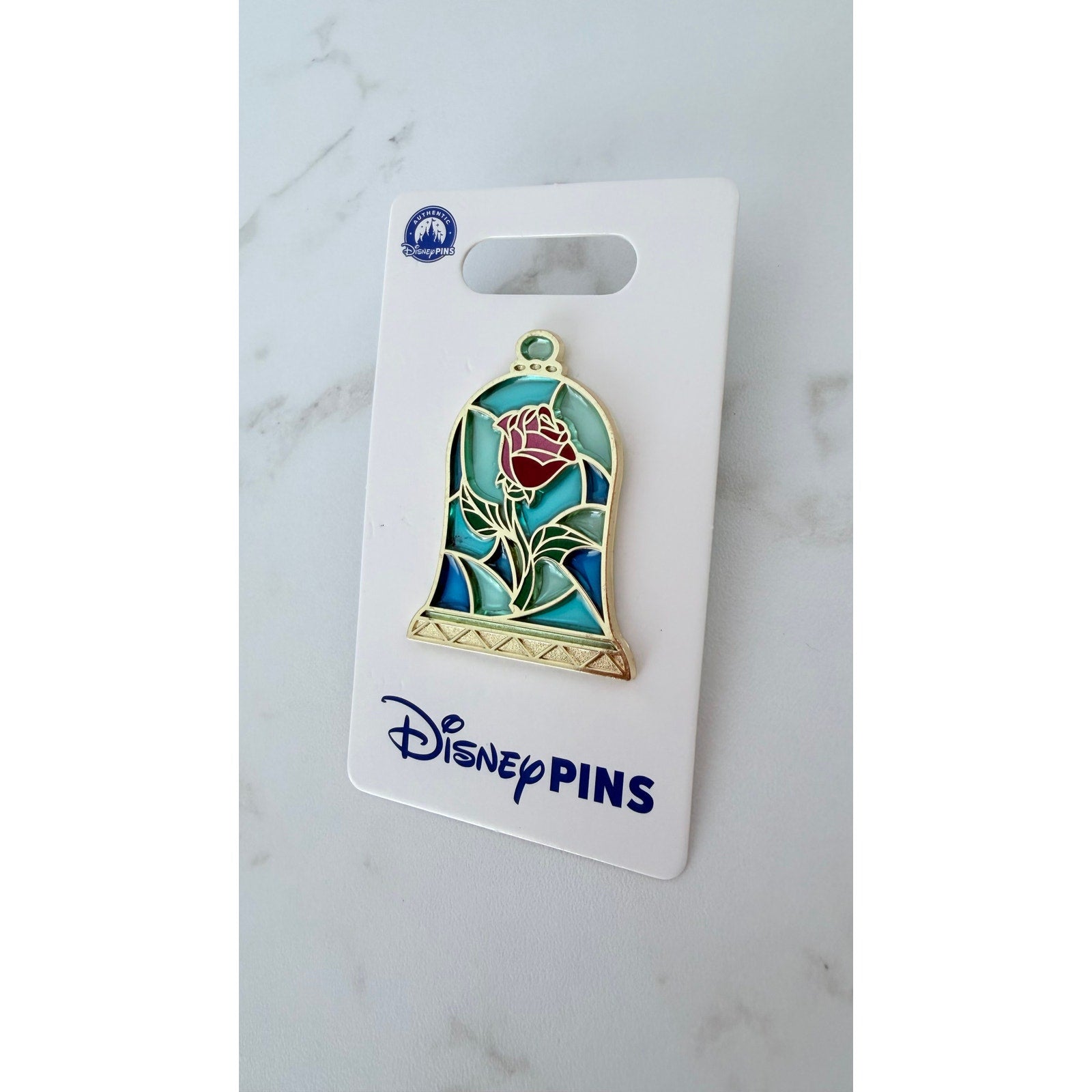Disney Pin Beauty and the Beast Stained Glass Enchanted Rose Cloche OE New
