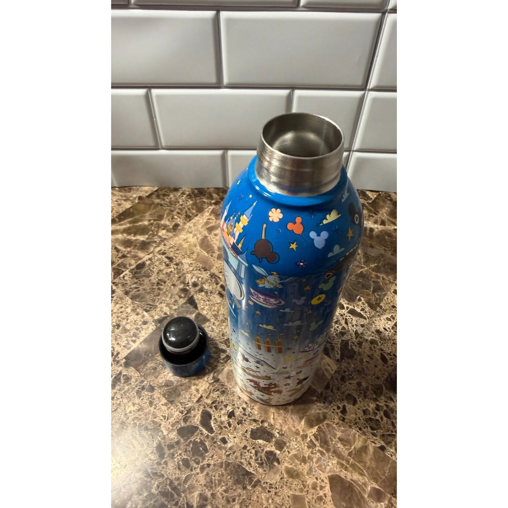 Disney Parks Icons & Attractions Stainless Steel Water Bottle - Blue Ombre NWT