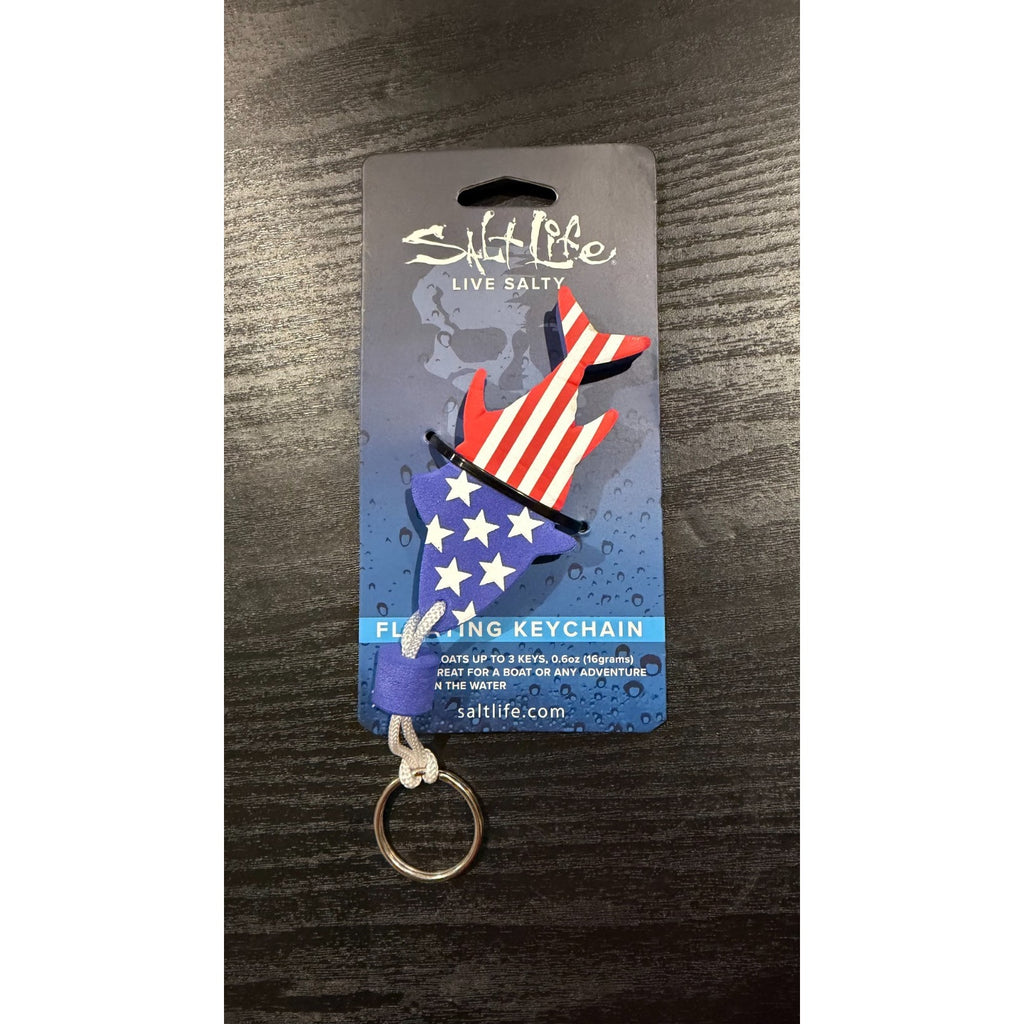 NEW Salt Life Floating Key Chain - Red, White & Blue USA Flag Tuna Design