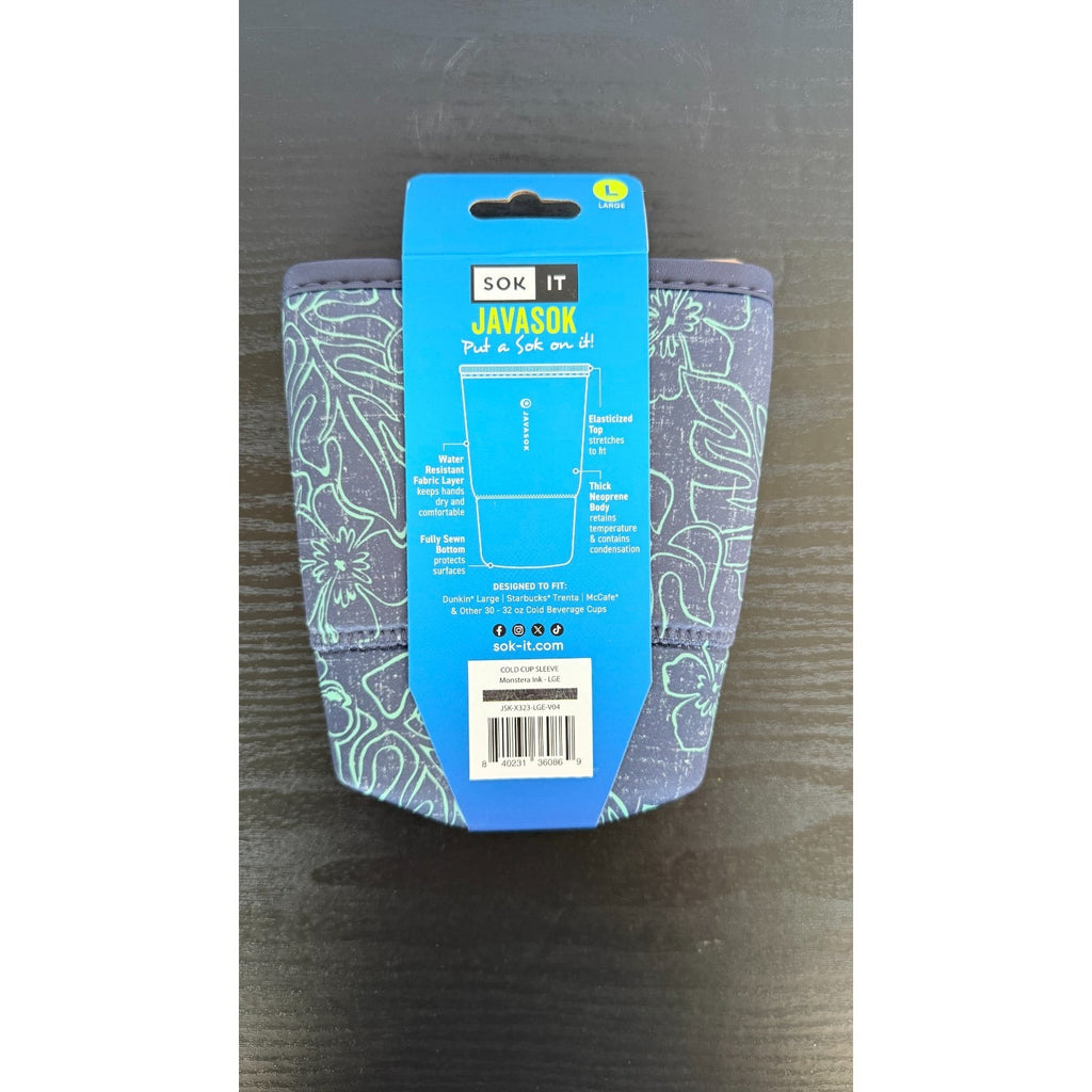 JavaSok "Monstera" Iced Coffee Sleeve - Large 30-32oz NWT