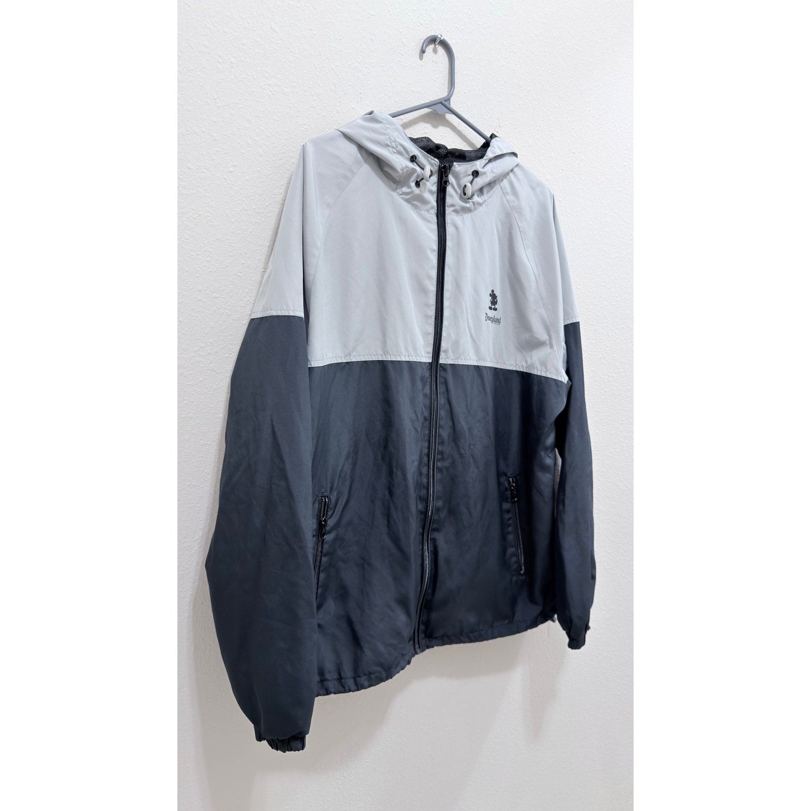 Disney Parks Disneyland Mickey Mouse Hooded Gray Windbreaker Jacket Large
