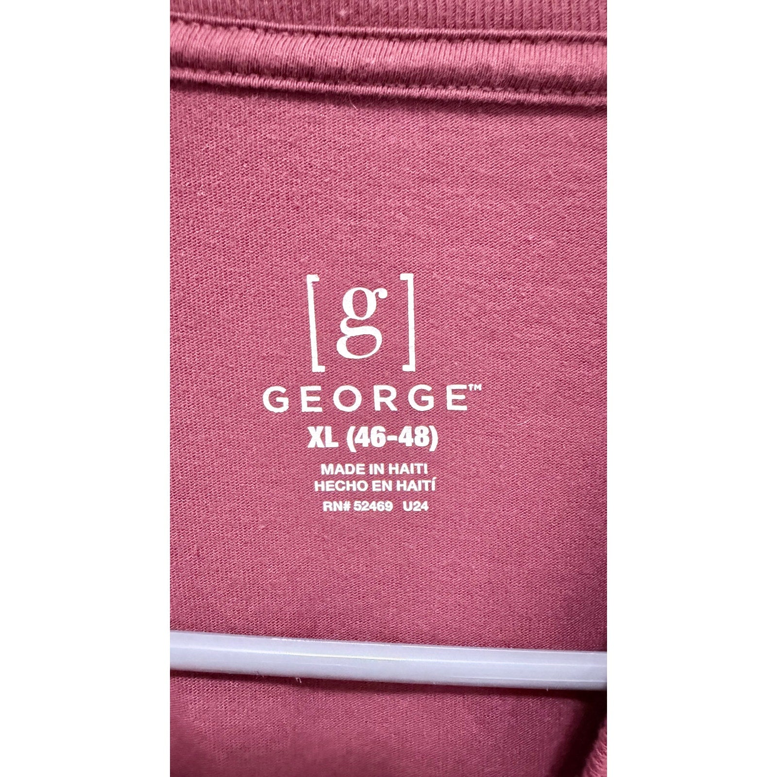 George Men's XL Maroon Short Sleeve Crewneck T-Shirt Preowned