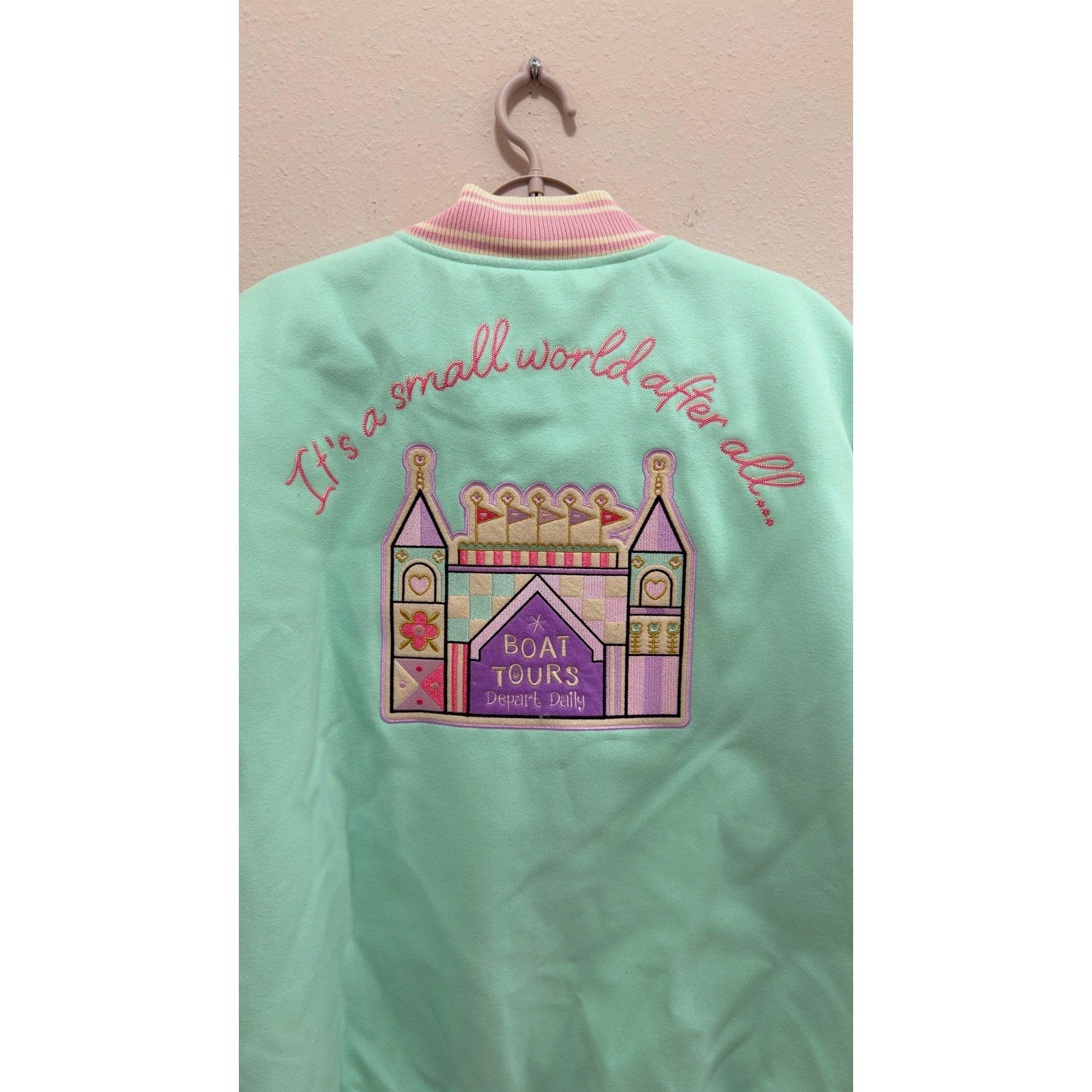 Disney Parks x Stoney Clover Lane "It’s A Small World" Varsity Jacket Large NWT