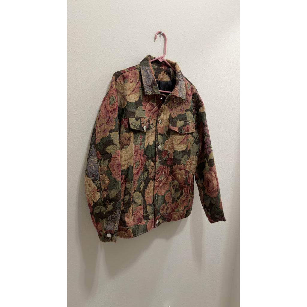 Manfinity Homme Mens Floral Jacquard Tapestry Casual Jacket Large