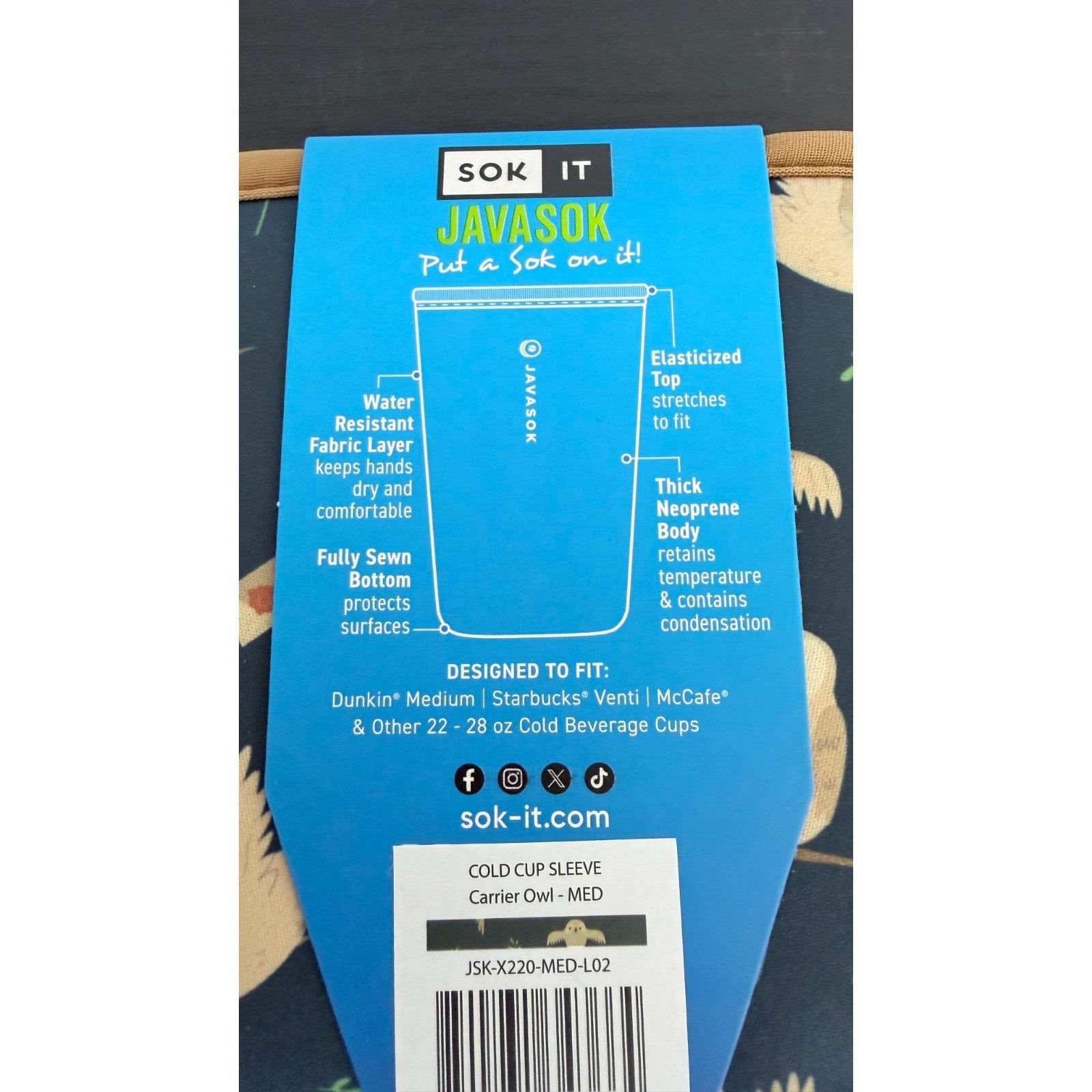 JavaSok "Acceptance Letter" Iced Coffee Sleeve - Medium 22-28oz NWT