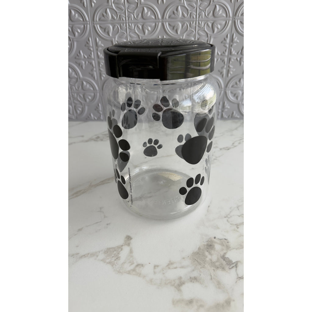 Snapware Paw Print Pet Treat Canister Jar 64oz Plastic Airtight Flip Top Lid