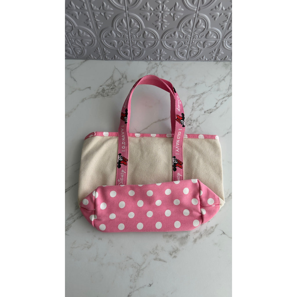Old Navy x Disney Minnie Mouse Canvas Small Tote Bag Pink Polka Dot NWOT
