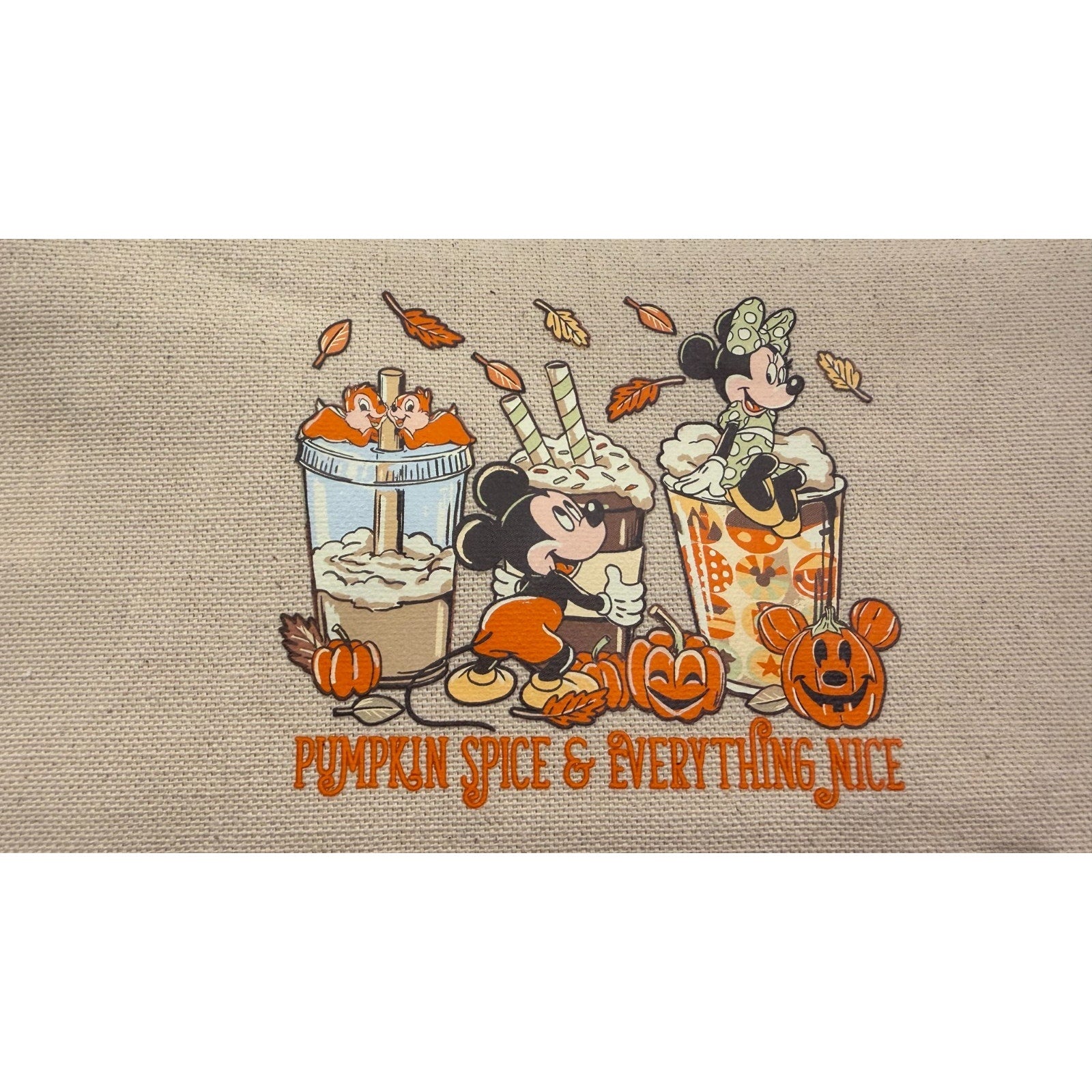 NEW Disney Parks Halloween "Pumpkin Spice & Everything Nice" Zipper Pouch