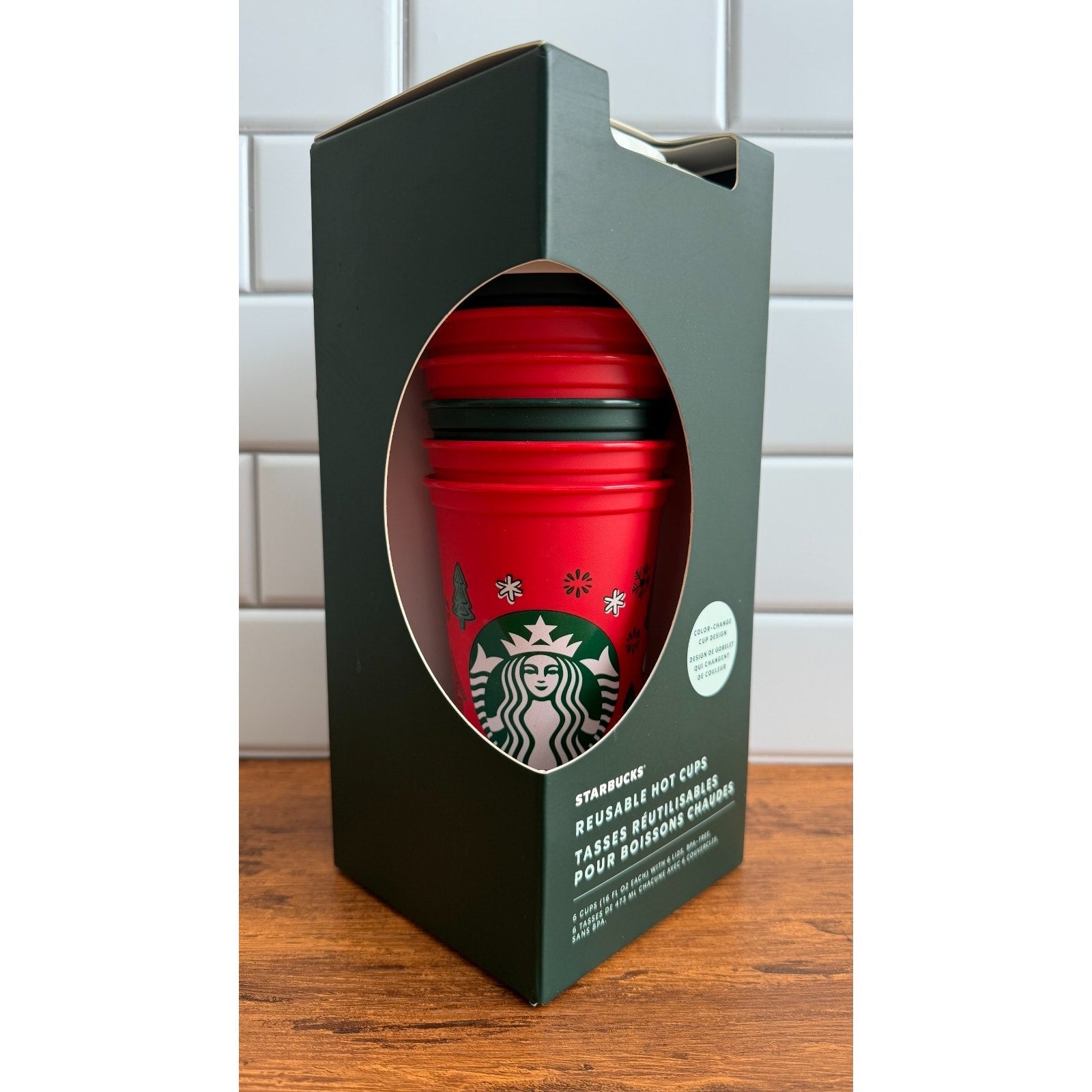 Starbucks 2022 Holiday Reusable Hot Cups (6-Pack) - Color Changing 16oz