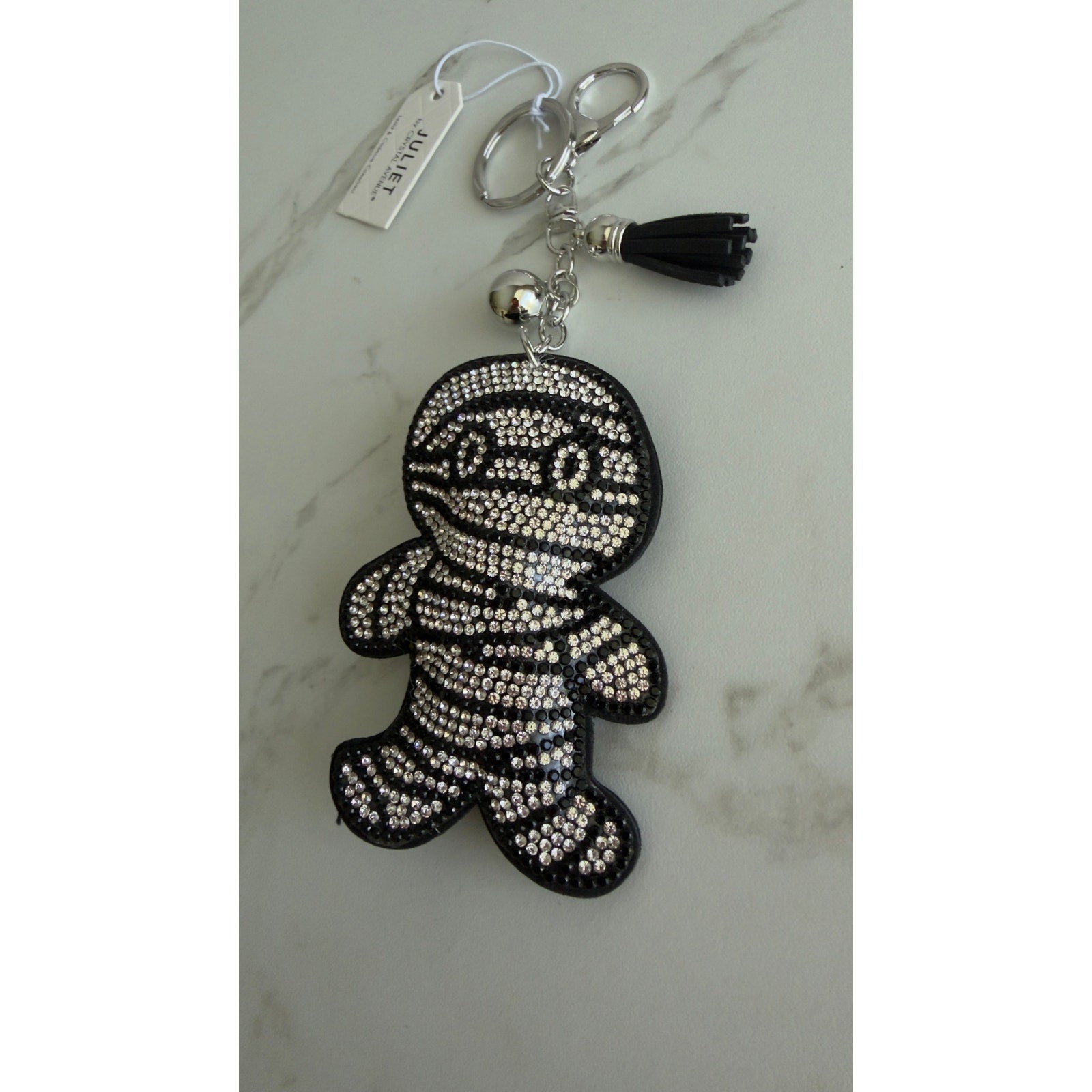 Crystal Avenue Halloween Sparkling Rhinestone Mummy Keychain Purse Charm NWT