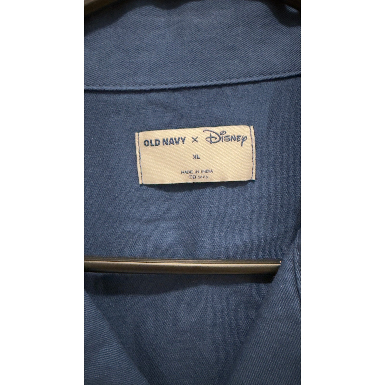 Old Navy x Disney Men's XL Mickey Mouse USA 250 Years Twill Camp Shirt Blue NWT