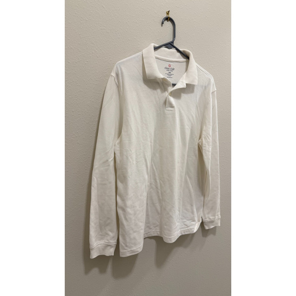 Class Club Boys White Long Sleeve Easy Care Polo Shirt Size 18/20