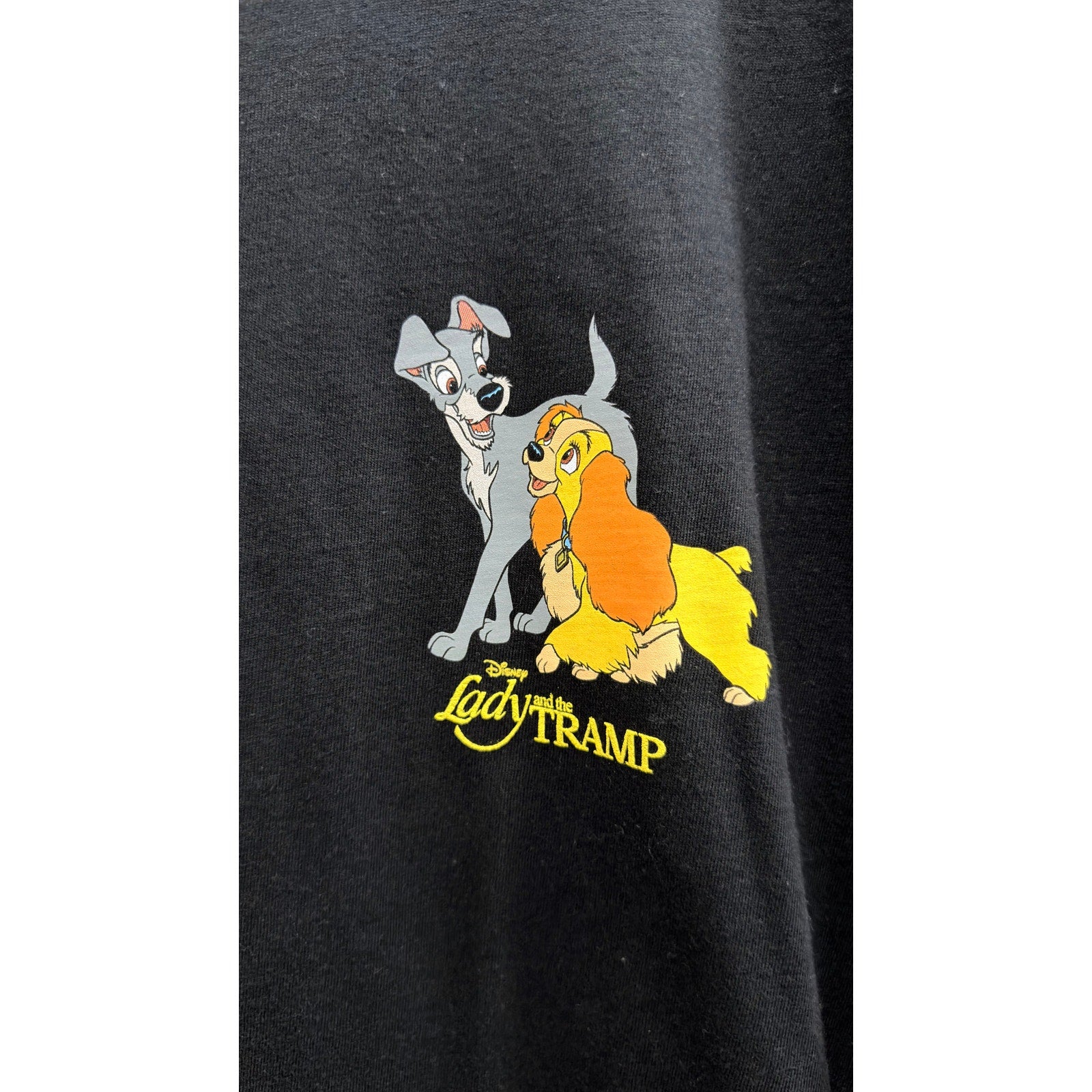 Disney Parks Lady and the Tramp Spaghetti Scene Black T-Shirt Adult Large NWT