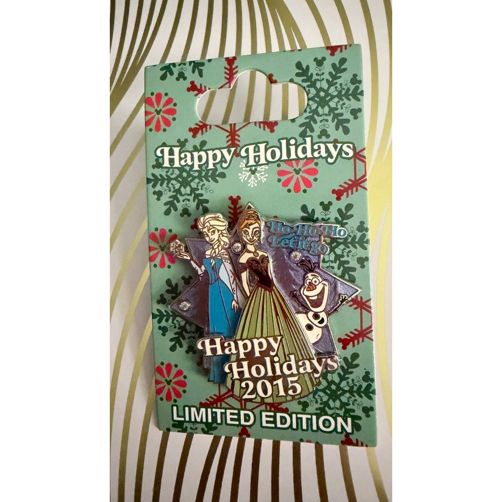 Disney Parks 2015 Happy Holidays Frozen Anna Elsa Olaf Limited Edition Pin