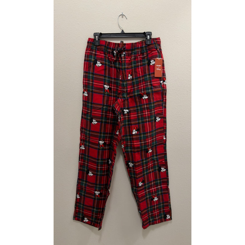 NWT Old Navy x Disney Men’s Red Plaid Flannel Pajama Pants - Medium