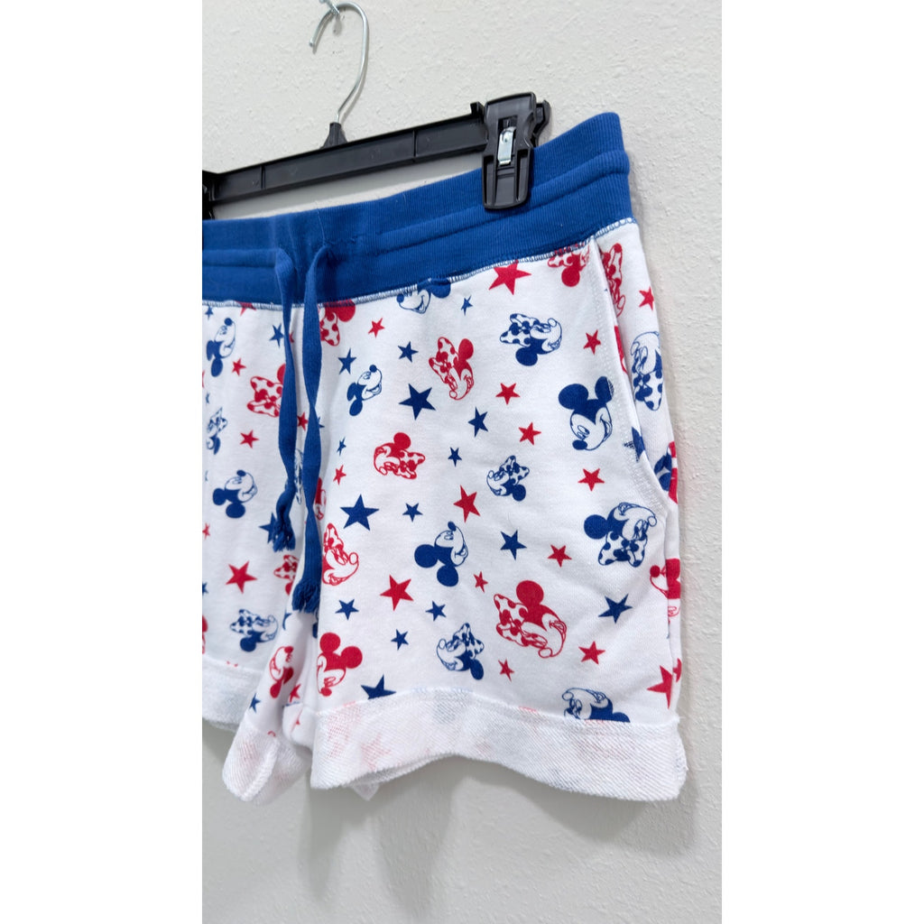 Disney Mickey Minnie Mouse Americana Knit Shorts Women's Large Patriotic NWT