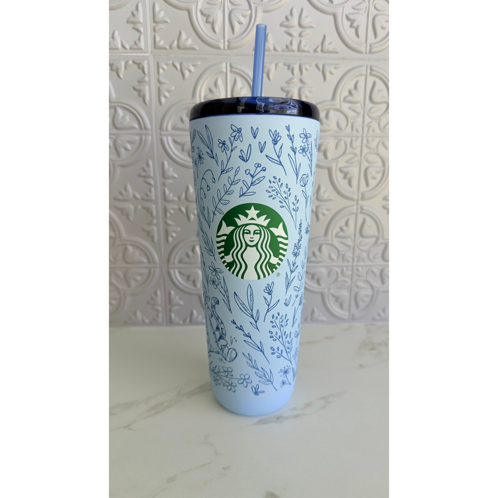 Disney Parks 2026 Winnie the Pooh & Friends Blue Starbucks Tumbler Cup 24oz New