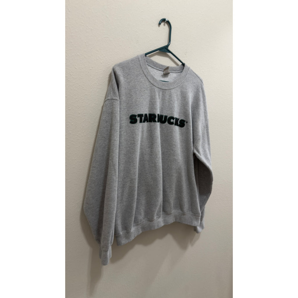 Starbucks Gray Embroidered Black Logo Crewneck Sweatshirt Large