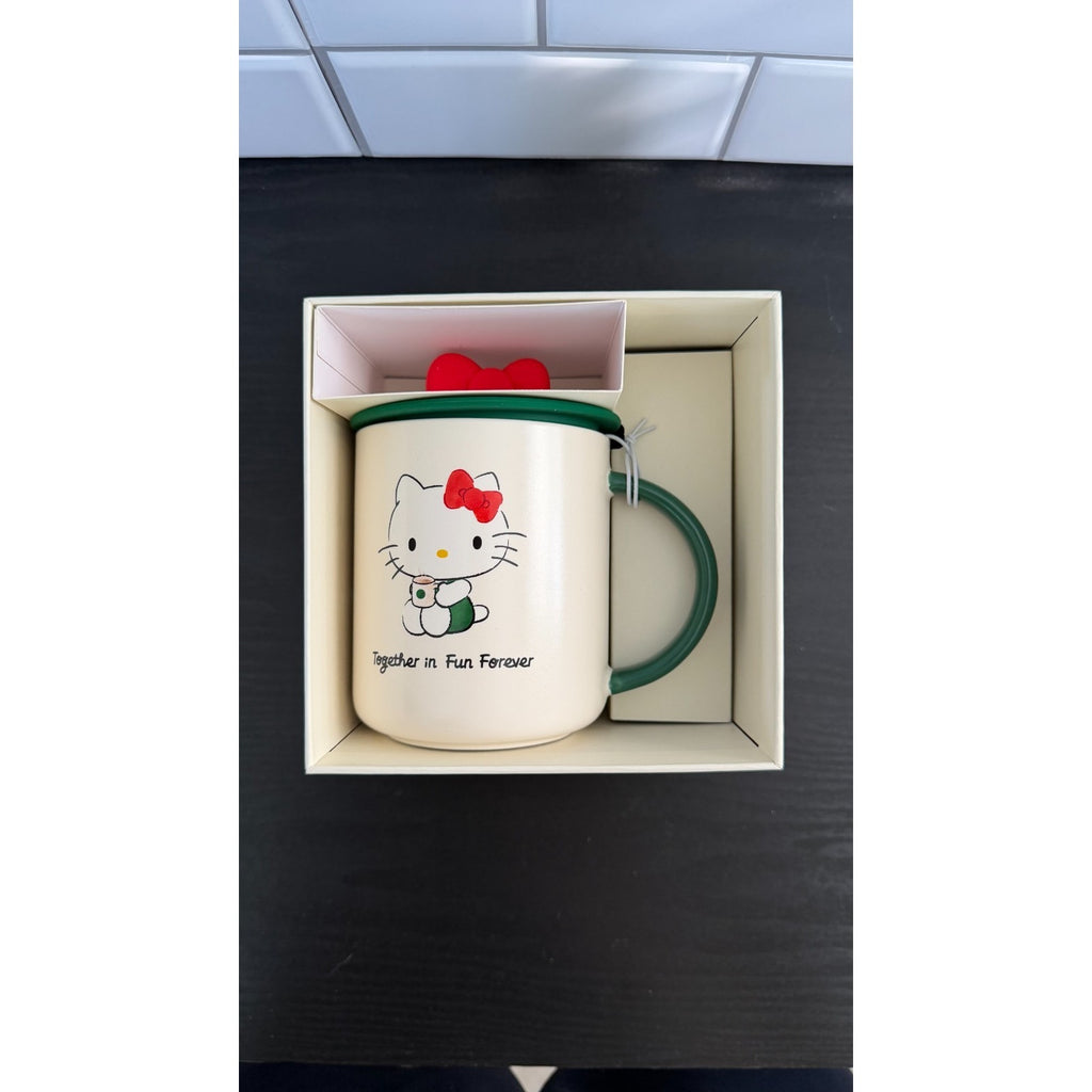 NEW Starbucks x Hello Kitty Ribbon 2025 Limited Edition Ceramic Mug 16oz w/ Lid