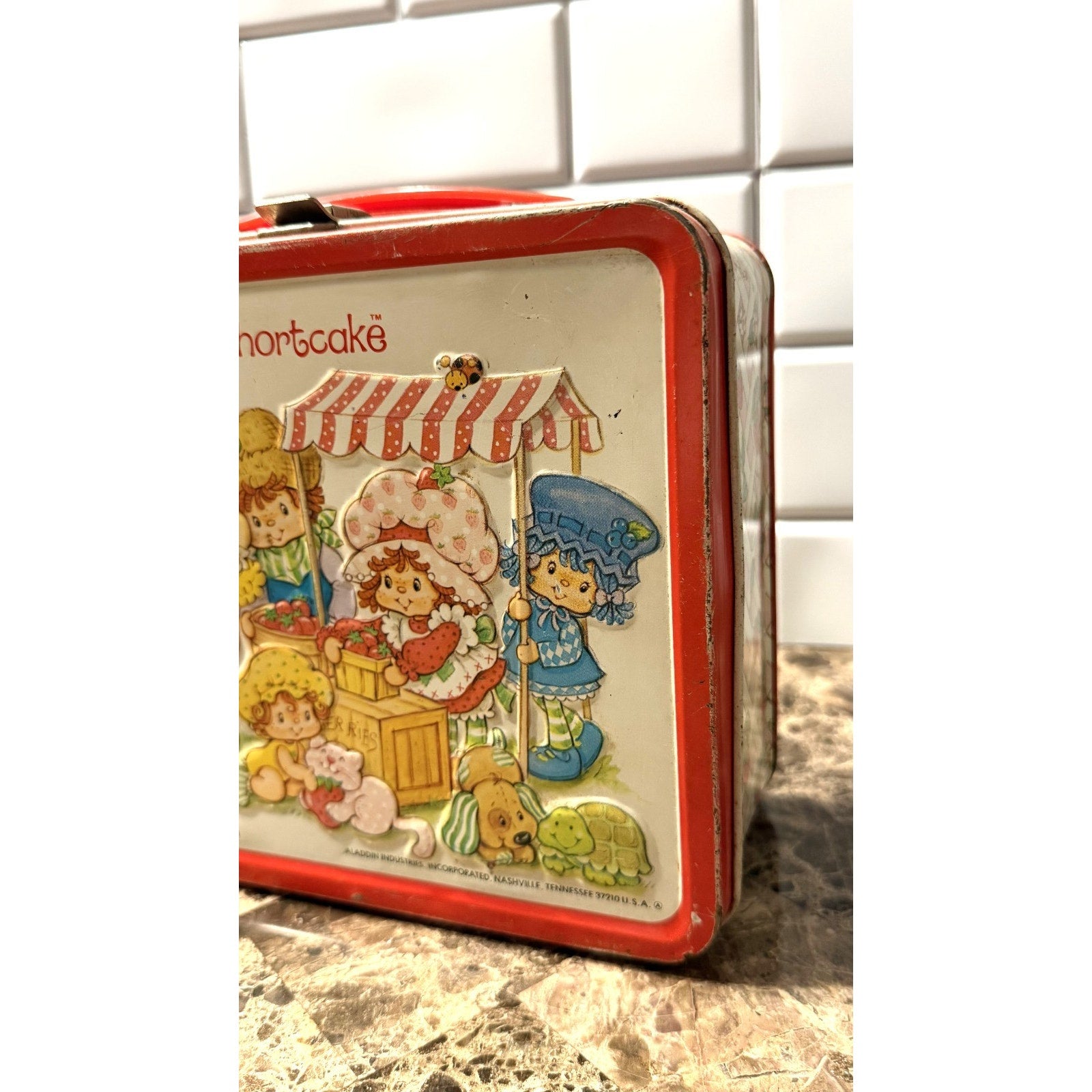 Vintage 1981 Strawberry Shortcake Metal Lunch Box & Thermos Set