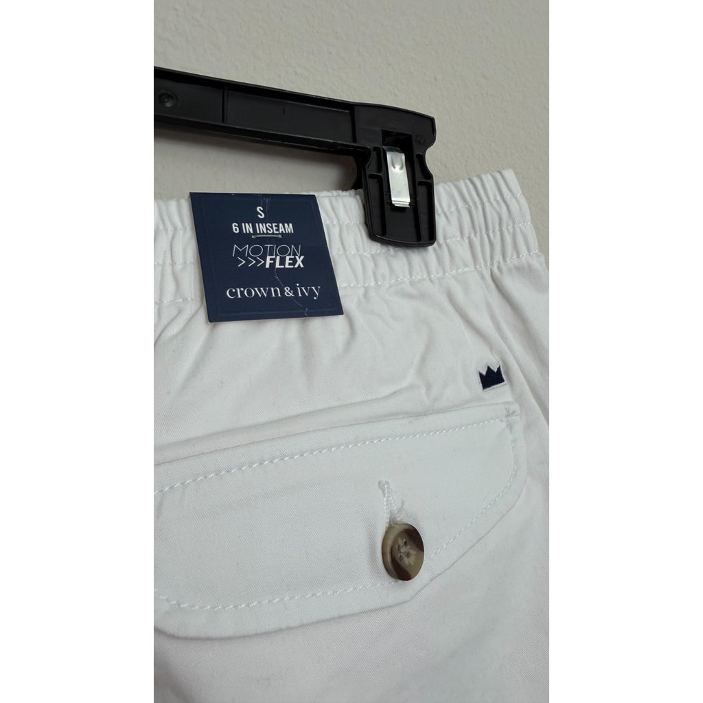 Crown & Ivy Men’s Motion Flex Shorts | White | Small (S) | 6” Inseam | NWT