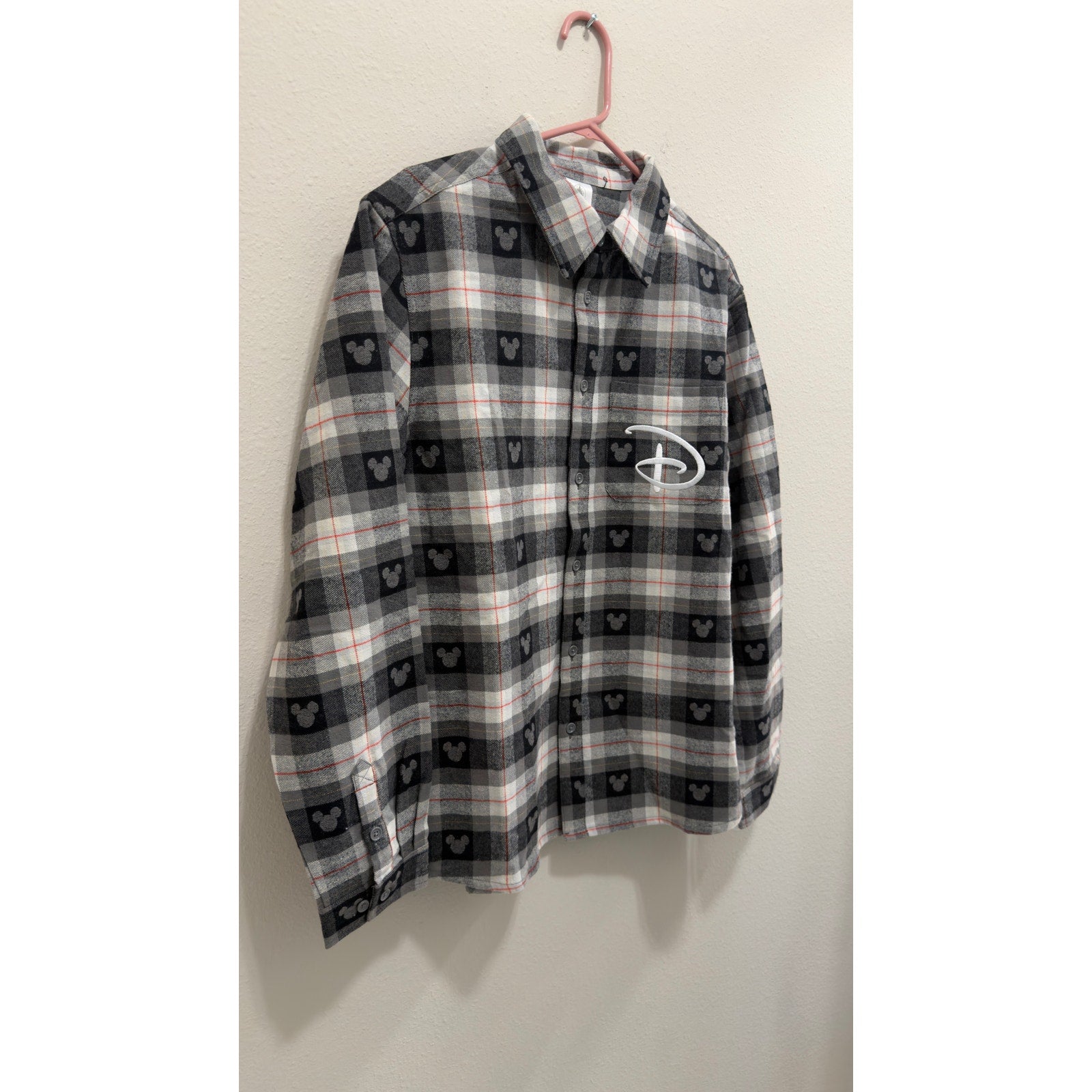 Disney Parks Walt Disney World Mickey Plaid Flannel Shirt Adult Large NWT