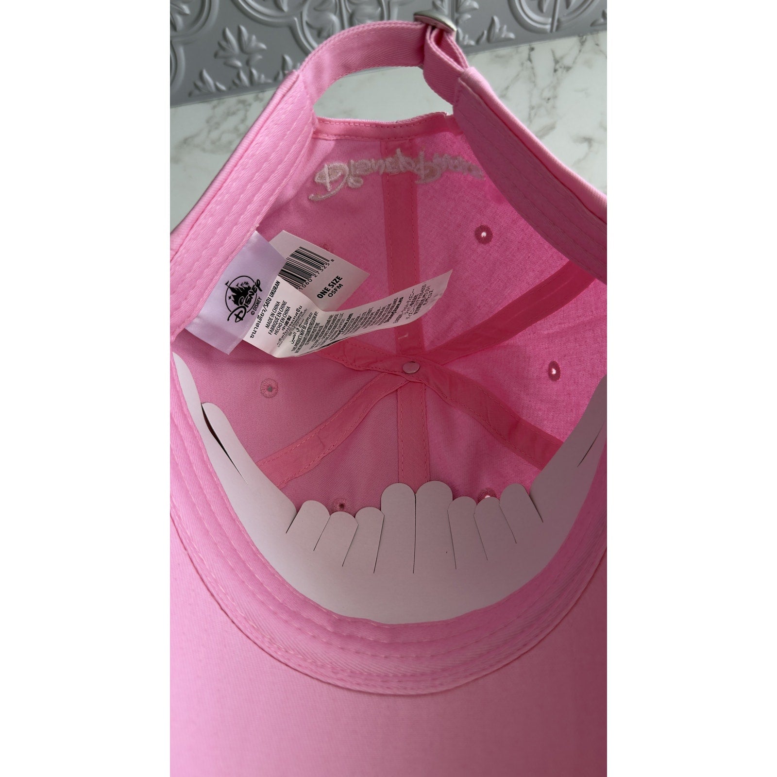 Disney Parks Pink Embroidered Castle Cameo Bow Baseball Cap Hat Adjustable NEW