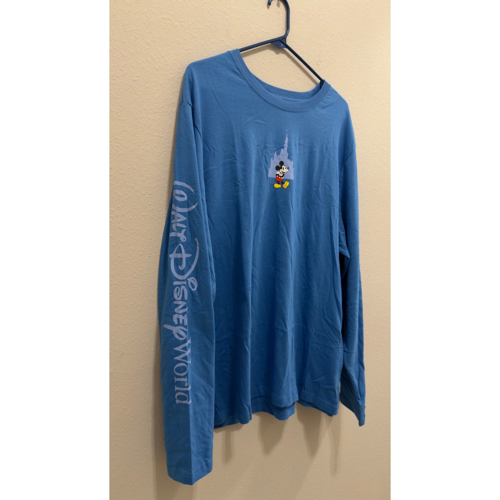 Walt Disney World Mickey Mouse Castle Blue Long Sleeve Shirt NWT Large