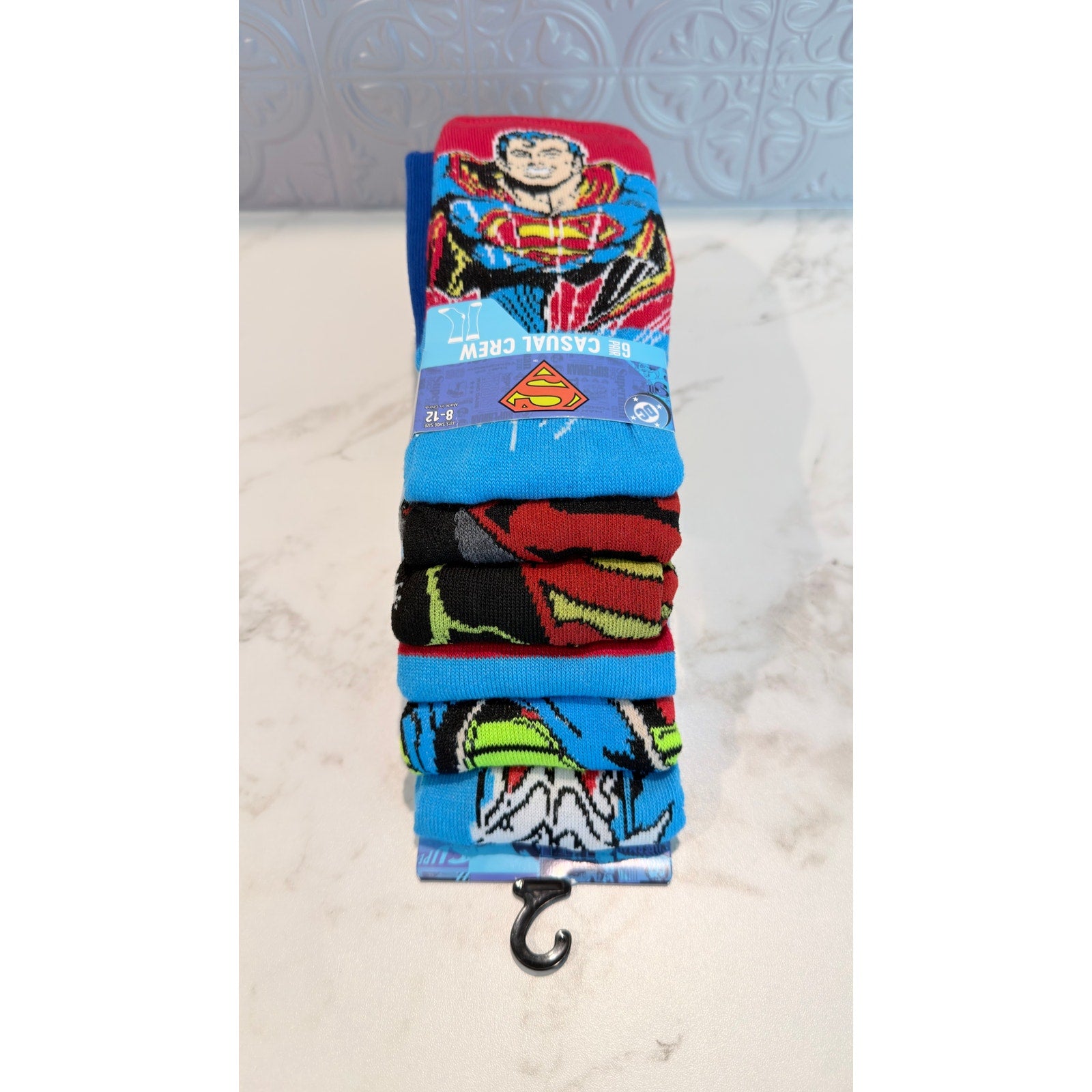 NEW Superman Casual Crew Socks - 6 Pair Pack