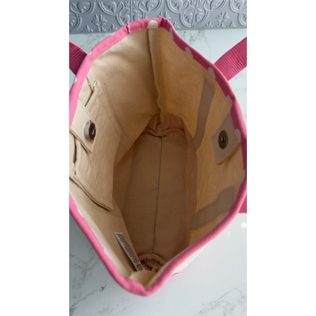 Old Navy x Disney Minnie Mouse Canvas Small Tote Bag Pink Polka Dot NWOT