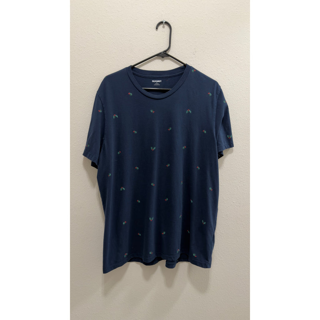 Old Navy "Holly Jolly" Christmas Graphic T-Shirt Men's Size XL Navy Blue