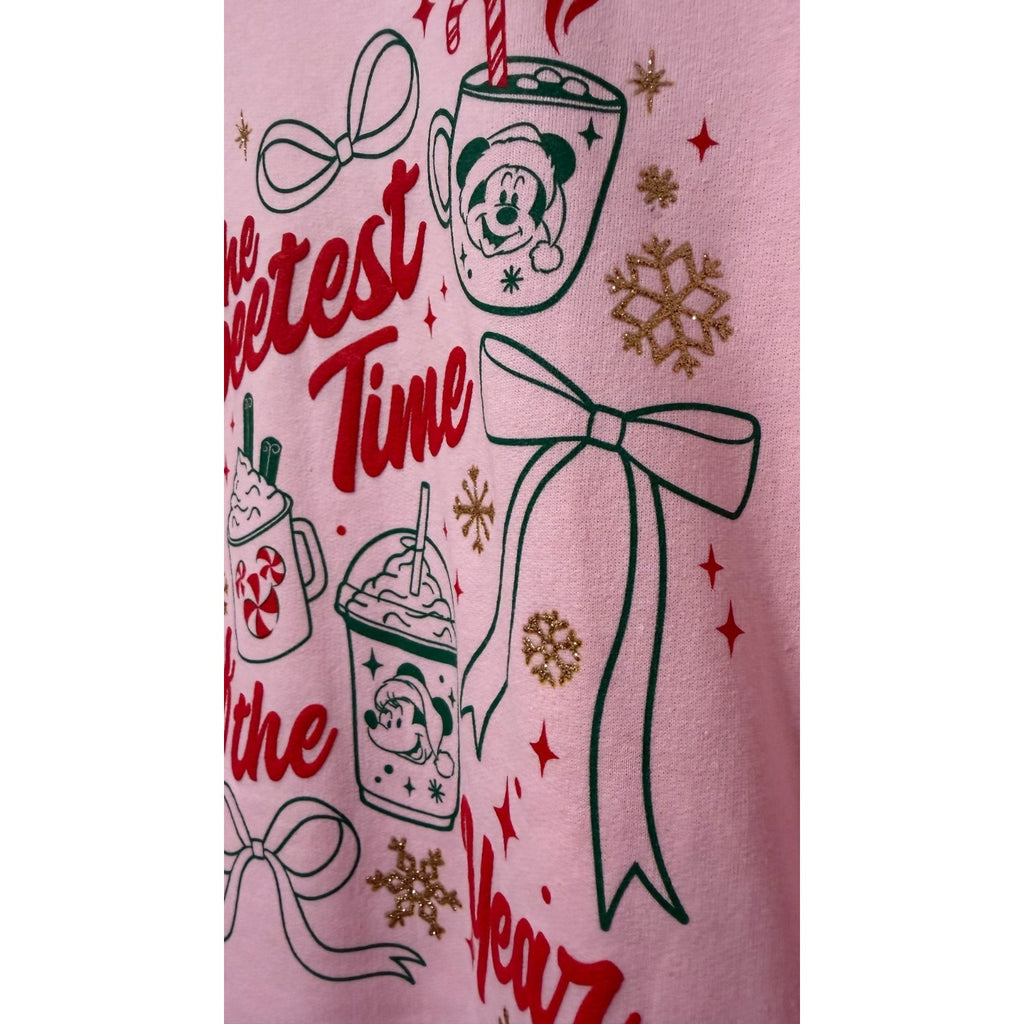 NWT Disney World Holiday Sweatshirt - Pink 'Sweetest Time of the Year' - Large