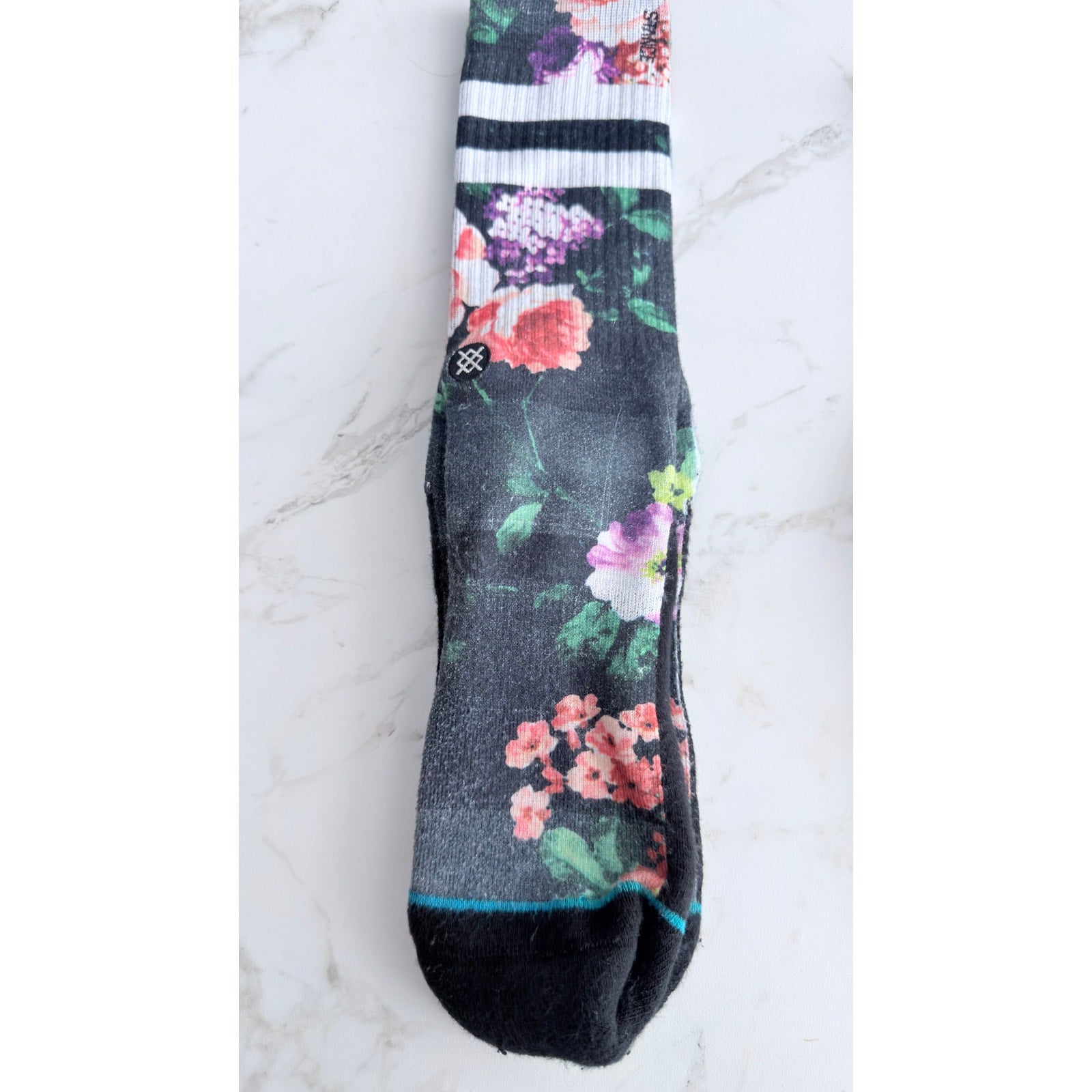 Stance Floral Crew Socks 2-Pair Lot Sizes Large & Medium Black