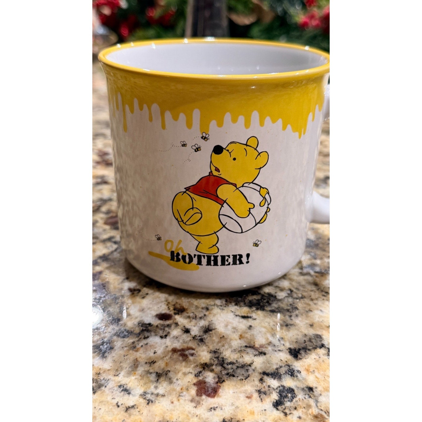 DISNEY Winnie The Pooh Oh Bother Honey White 20oz Ceramic Camper Mug Coffee.